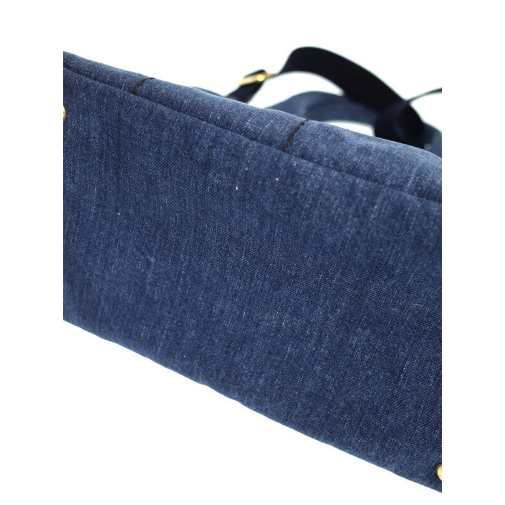 Prada Tote Denim Canapa 2way Convertible Shoulder Bag Blue - Picture 7 of 9